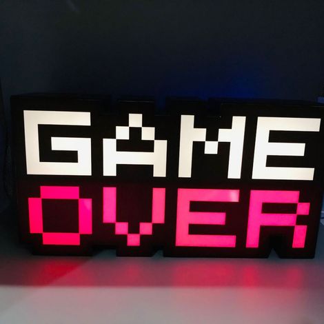 Lampe lumineuse Phonation pour jeux vidéo, icône « GAME OVER », petite lampe colorée rechargeable par USB. (1/5)