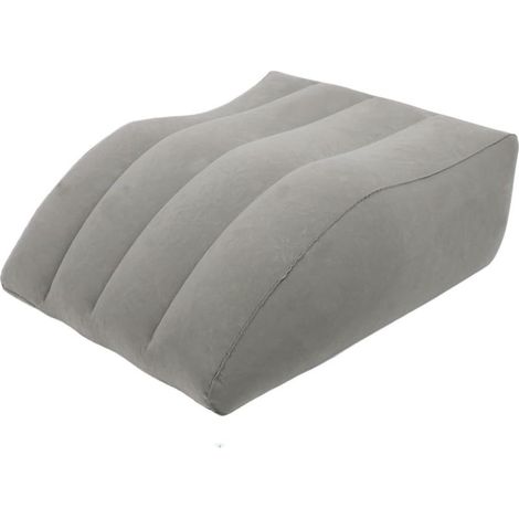 Repose-pieds gonflable en PVC Gonflable, coussin floqué gris, pour le bureau, la maison, le camping et la détente, 63 x 50 x 25 cm (1/5)