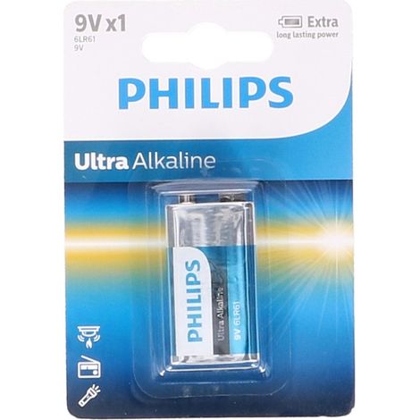 Pile alcaline philips 6lr61e1b/10/ 9v (1/5)