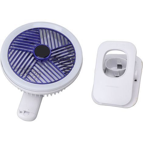 Clip-Ventilator mit LED-Licht, faltbar und tragbar, mit robustem Clip, batteriebetrieben und wiederaufladbar, ideal für Bett, Büro oder Schlafzimmer. (1/4)