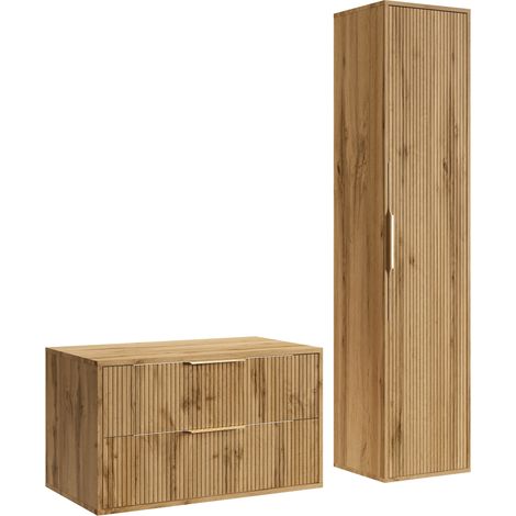 Badplaats Mueble de baño Rimini 80 cm con columna - Roble - Mueb (1/5)