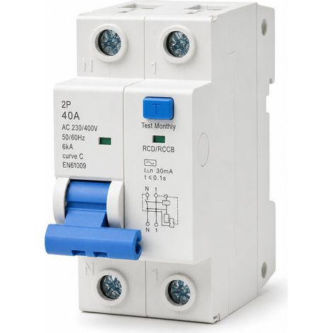 Disjoncteur différentiel 2P 40A AC 220-400V courbe C 6kA EN61009