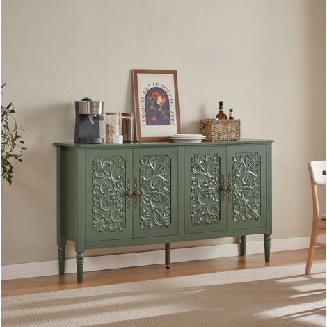 Aparador vintage con relieves tallados, 160 x 40 x 89 cm, verde DESVIAE (1/5)