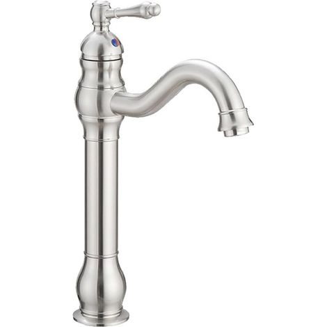 Einloch-Waschtischarmatur, Einhebel-Waschtischarmatur (Gebürstetes Nickel, hoch, ausgestattet mit einem 60 cm langen 3/8"-Schlauch)