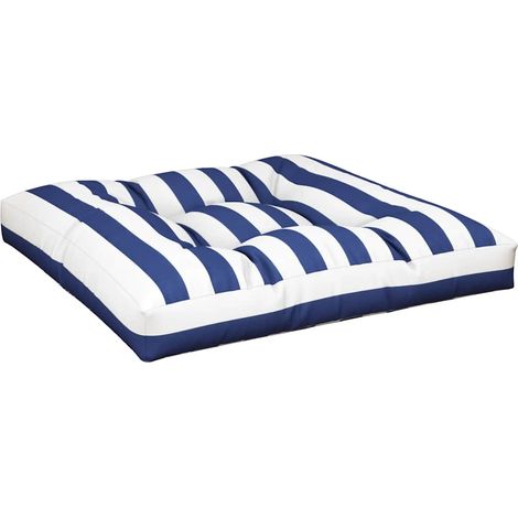 Cuscino per Pallet Strisce Bianche e Blu 80x80x12 cm in Tessuto vidaXL