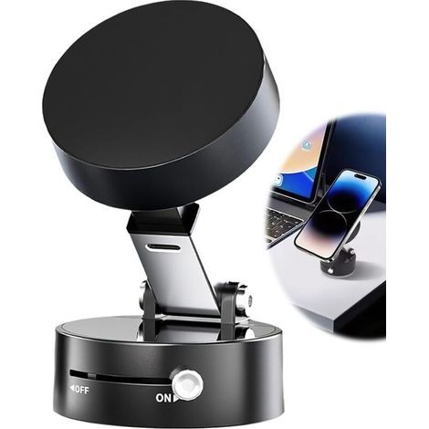 Support de téléphone magnétique à ventouse pour voiture, support de navigation rétractable, pliable, rotatif à 360°, portable, double face, pour voiture, salle de sport, salle de bain, bureau (1/5)