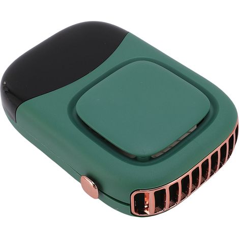 Ventilateur de cou à suspension, puissant et durable, rechargeable par USB, avec cordon de cou, idéal pour les voyages et les activités de plein air (vert). (1/5)