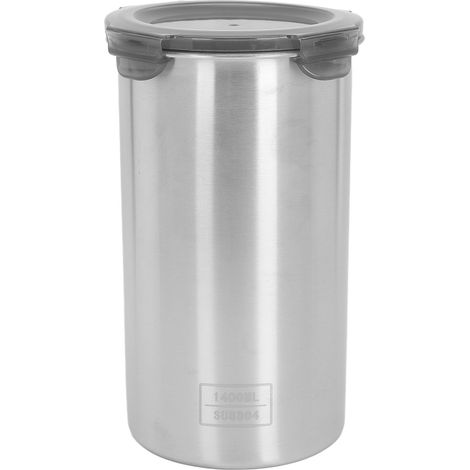 Boîte de conservation de 1400 ml en acier inoxydable avec fenêtre transparente hermétique, idéale pour les céréales, le café et le thé. (1/5)