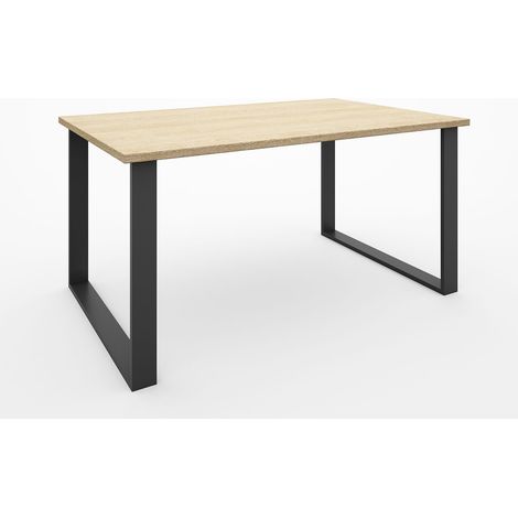 Bureau droit individuel 150 cm chêne sable/noir Lisie (1/2)
