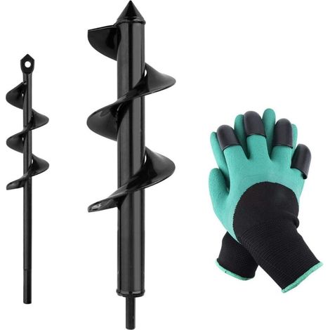 BDD Mèche Jardin Tarière Ø 80 et Ø 40 mm 2 Pièces, Forets de Jardin en Spirale, Outil de Plantation Pratique pour Faire Rapidement Trou et Planter des Fleurs Arbres Arbustes (1/4)
