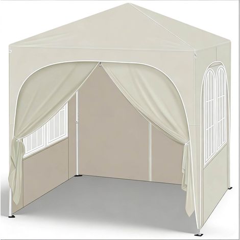 Carpa de jardín 2 x 2 m beige de tejido Oxford 210D con revestimiento plateado y estructura metálica (1/5)