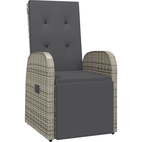 Maison Exclusive - Garten-Liegestuhl mit Auflage Poly Rattan Grau (1/5)