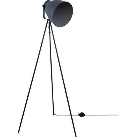 Paco Home Stehleuchte Modern Wohnzimmer Pendelleuchte Industrial Scheinwerfer Design E27  Anthrazit-Grau, Stehleuchte