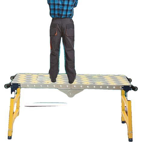 Plateforme de travail, capacité de 500 kg, hauteur réglable de 60 à 90 cm, 4 roulettes pivotantes, surface antidérapante, échafaudage industriel (1/5)