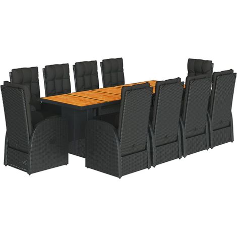 Garden Dining Set  Black  Poly Rattan  10-seater  Removable Covers vidaXL (1/5)