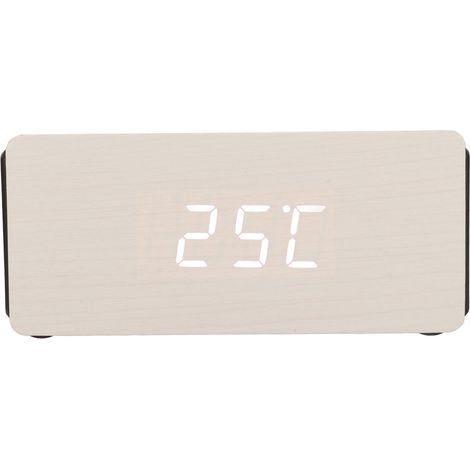 Horloge en bois blanc intelligente à 4 niveaux de luminosité, Bluetooth, LED 15 W pour enfants (1/5)