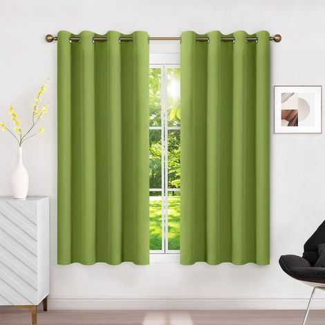 Rideau Occultant Thermique Isolant Anti Chaleur 140x160 (LxH), Lot de 2 Rideaux Fenêtre Opaques Vert à Oeillets Anti Froid UV Bruit, Intérieurs Decoration Dressing Salon Chambre Maison (1/5)