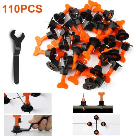 Wolketon Kit De Sistema De Nivelación De Baldosas. Espaciadores De Niveladores De Baldosas Reutilizables 110Pz - Con 4Pz Llaves Especiales