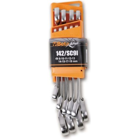 Clé mixte à cliquet réversible 9 pièces – Mécanisme 72 dents – Angle de reprise 5° – Support compact inclus – 1420087