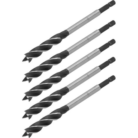 Foret à bois 4 goujures 12mm, lot de 5 mèches à pointer, perçage industriel, alésage outillage professionnel (1/5)