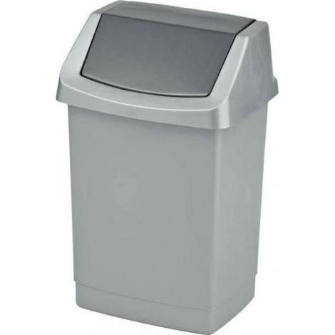 Curver Cesto Basculante "Click-It" 15L, color plateado y grafito, ideal para almacenamiento y organización, diseño práctico y elegante, alta durabilidad, perfecto para el hogar y oficina.