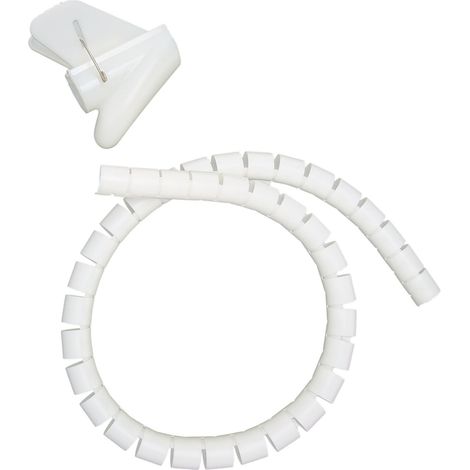 Gaine de rangement pour câbles enroulés, tube d'enroulement ouvert avec clip, 10 mètres, blanc, diamètre 32 mm (1/5)