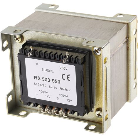 Transformateur à montage sur châssis, Vin 230V c.a., Vout 12V c.a., 2 sorties, 200VA ( Prix pour 1 )