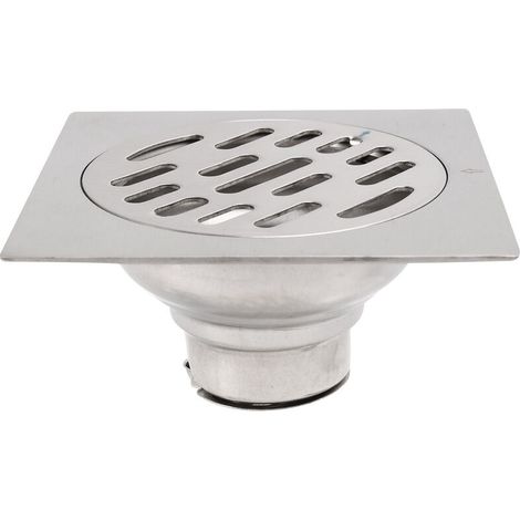 Caniveau de douche carré anti-gravillons en acier inoxydable épais, 100 x 100 mm, pour hôtel ou salle de bain. (1/5)