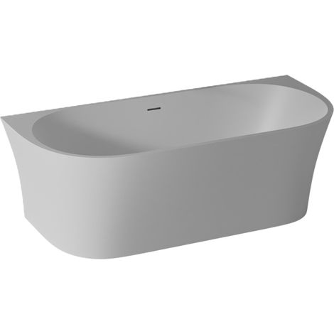 BERNSTEIN - Baignoire semi-îlot droite acrylique 170x80x58cm Blanc mat + Bonde et trop plein - NOVA