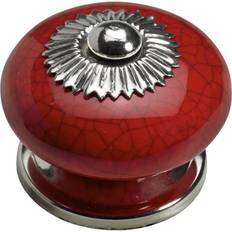 Hettich Möbelknopf Keramik vintage rot Ø 35,0 mm - 1 Stück Möbelgriff