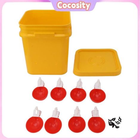 Cocosity Abreuvoir automatique pour poulet Automatique De Poulet De animalerie kit Seau + Seau + Grand Bol Rouge + Vis Noires (1/5)
