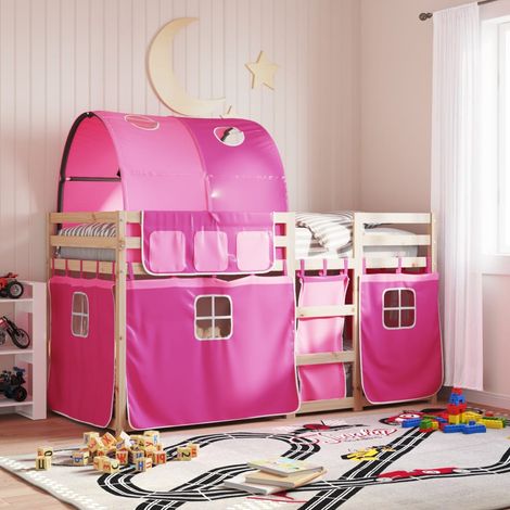 Lit superposé sans matelas-Cadre de lit rose 80x200 cm bois de pin massif 329226 (1/5)