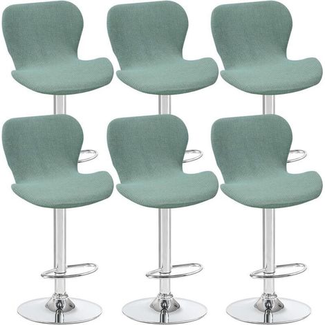 Set of 6 light green curved swivel stool covers, 40 x 30 x 30 cm, low back bar stool covers, suitable for counters/kitchens