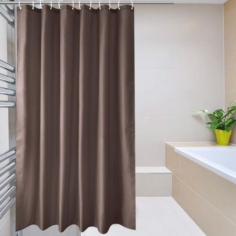 Rideaux de douche marron résistants à la moisissure, lavables et à séchage rapide. (1/5)