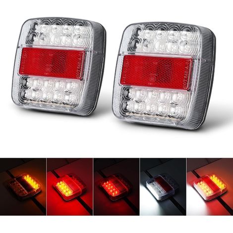 Feu Arriere Remorque LED Feux Remorque LED 12V Feux Stop/Clignotants/Feux Plaque d'immatriculation/Lumières de Conduite Etanche Multifonctionnel pour Tracteur Caravane Camion Voiture 2Pcs (1/2)