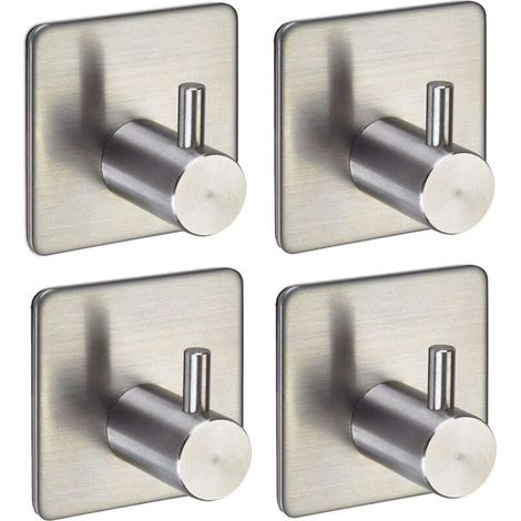 4 Muraux Autoadhésifs Acier Inox Pour Cuisine Et Bain Crochets Pour Torchons Porte-Serviette Crochet Pour Salle De Bains Crochets Adhésifs De (1/3)