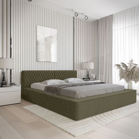 Polsterbett Doppelbett NORFOLK Komplettset 160x200cm in Stoff Ditra Forest (1/5)