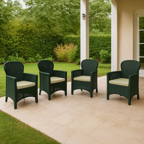 Dmora - Set di 4 sedie da esterno Como, Seduta da giardino, Per indoor o outdoor, Con braccioli, Made in Italy, 59x57 h86 cm, Antracite (1/4)