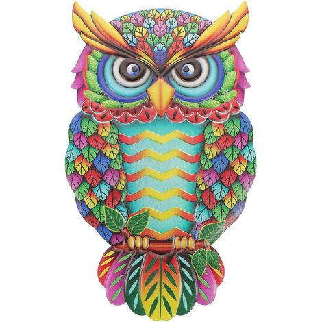 Décoration murale hibou en métal coloré - Hibou en fer forgé - Décoration murale pour chambre ou salon-26X16CM (1/2)