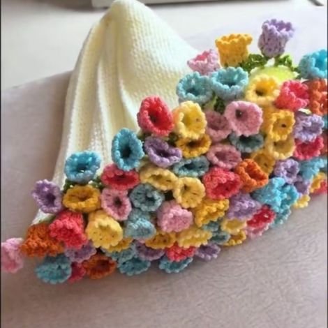 Couverture À Crocheter - Bouquet De Roses En Fleur - En Coton - Diamètre 110 Cm - Pour Adulte - Kit DIY (1/5)