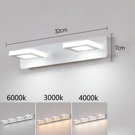 Lampada da parete a specchio per bagno da 10 W, lampada da toeletta a LED per lavabo e WC, 3 temperature di colore, angolo di rotazione di 360° (1/4)