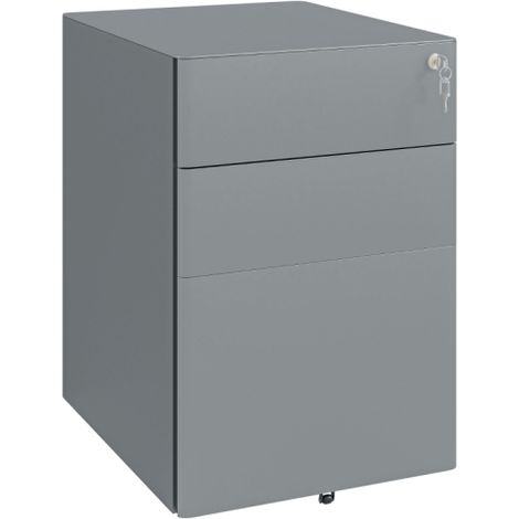 Rolling Filing Cabinet with 3 Drawers,Lockable Steel Office Storage for A4,Letter,Legal Size Documents-Grey