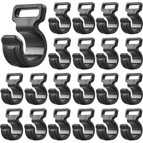 BEBUSINGOTO Crochets pour auvent de Camping - Lot de 20 Crochets en Plastique pour Tente Crochets en Plastique Suspension en Plastique Crochets de Camping en Plein air Plastique (Noir) (1/4)