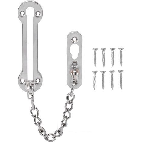Verrou de porte en acier inoxydable argenté, chaîne de sécurité antirouille et anti-rayures, loquet de protection pour hôtel (1/5)