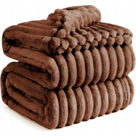 Couverture moelleuse Aura - Marron 160x200cm Douce, chaude et confortable (1/3)