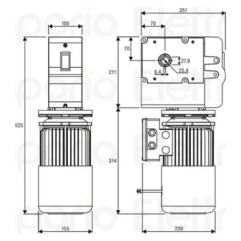 beninca motoréducteur irréversible porte sectionnelle 400v vn.mt40v 9590377 (1/2)