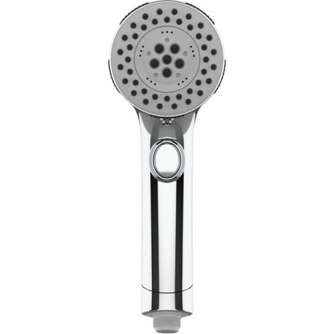 Pommeau de Douche Chromé avec Bouton Stop Douchette à Main 5 Jets au Choix Pomme de Douche Picots Anticalaire Type Universel (1/5)