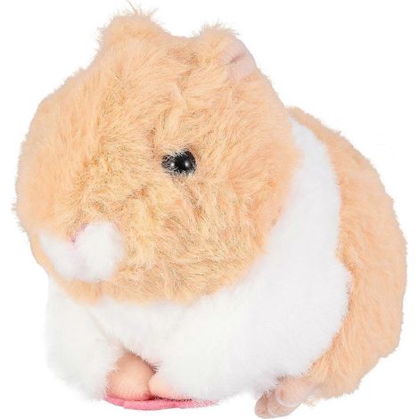 Hamster qui remue la queue, jouet pour bébé, jouet de sommeil, peluche hamster pour enfants-16X10X9CM-Khaki (1/2)