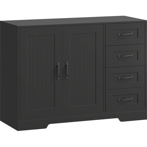 GagaBuffet commode moderne 4 tiroirs 1 porte noir (1/5)