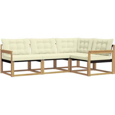 vidaXL Ensemble de canapés d'extérieur 4 pc Blanc et crème (1/5)